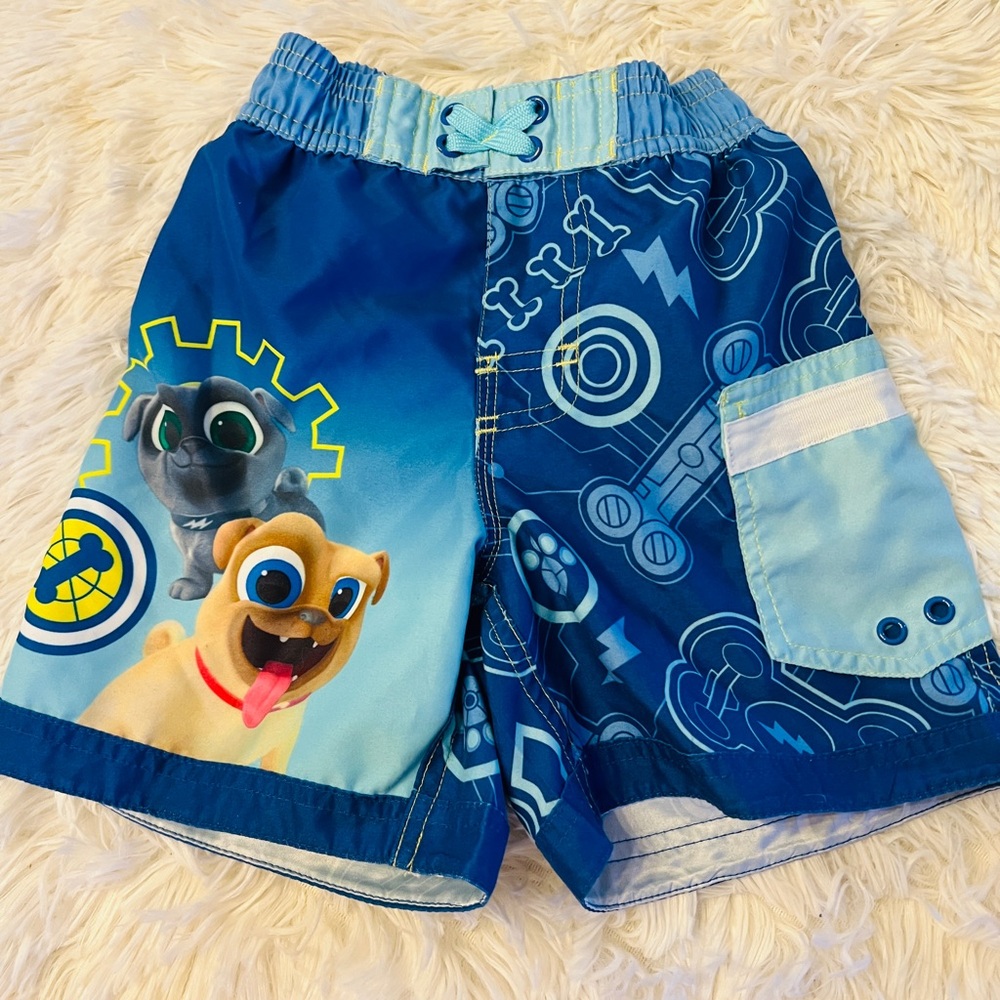 Kids Blue Cartoon Print Shorts